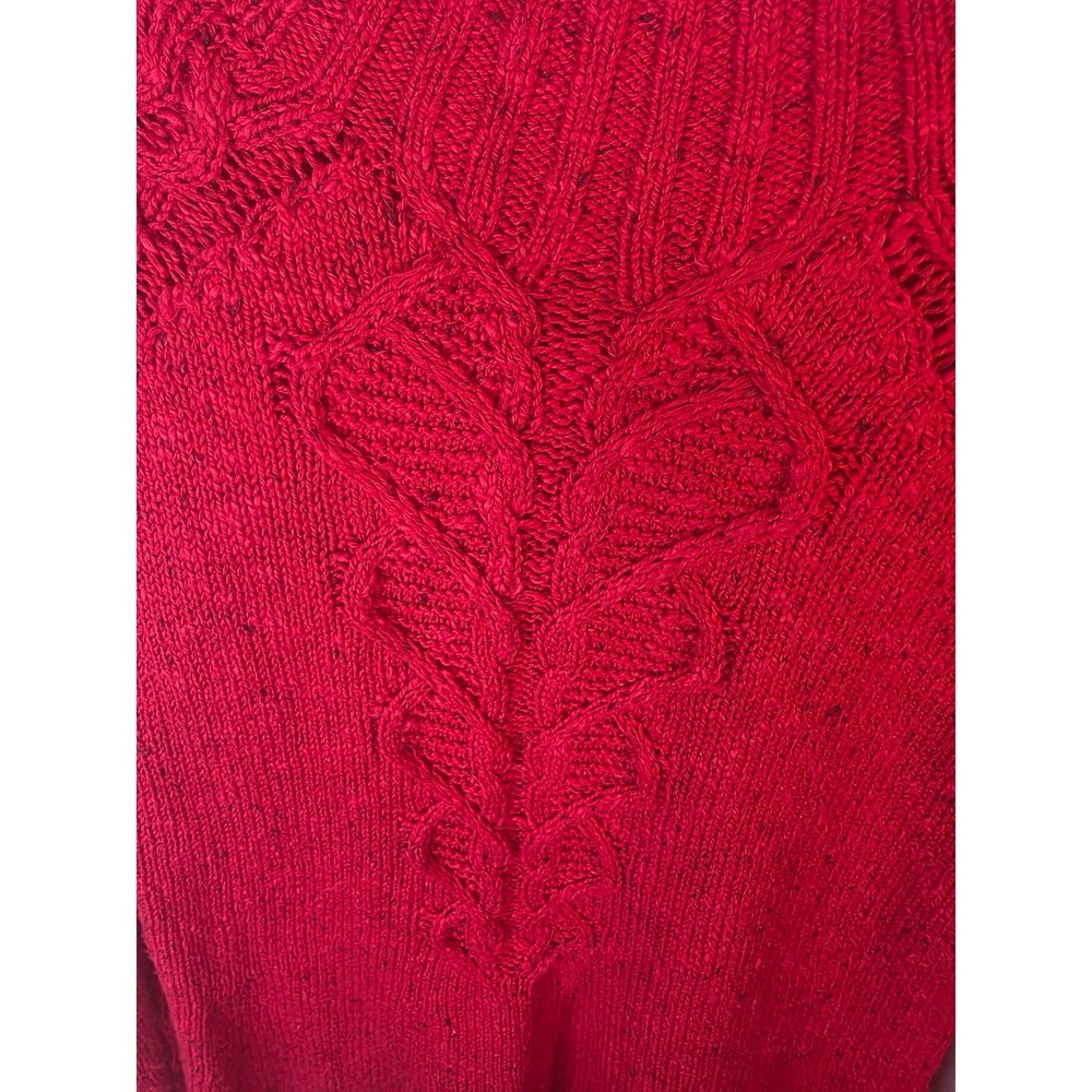 NIC+ZOE Mindfully Made Red Cable Knit Textured Pullover Sweater Womens XS - Picture 6 of 6